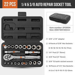 40-in-1 Ratchet Socket Bit Set 1/4" Drive – Cr-V Steel, Quick-Release, Phillips & Slotted for Repair