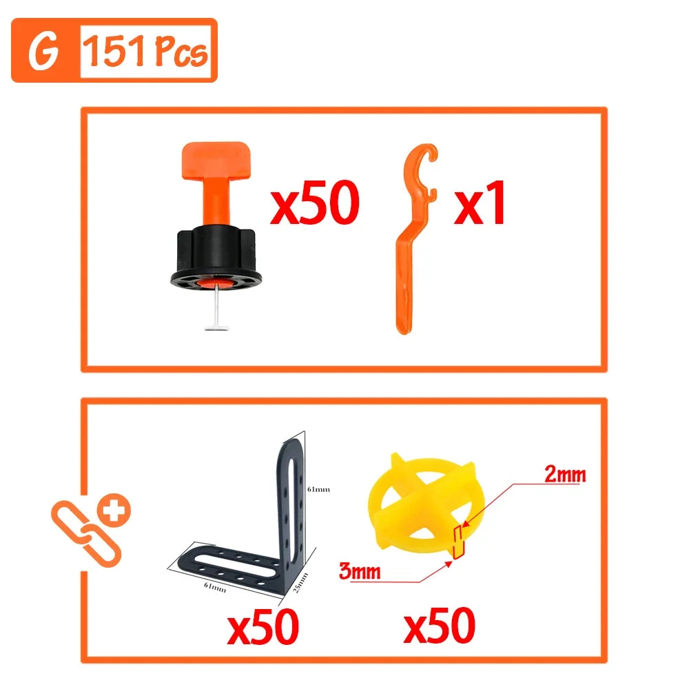 Tile Leveling System Kit 51–402pcs | Floor & Wall Tile Clips Spacers Leveler for Porcelain Ceramic