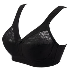 Plus Size Wire-Free Cotton Bra | Floral Lace Full Coverage Unpadded Ultra-Thin Soft