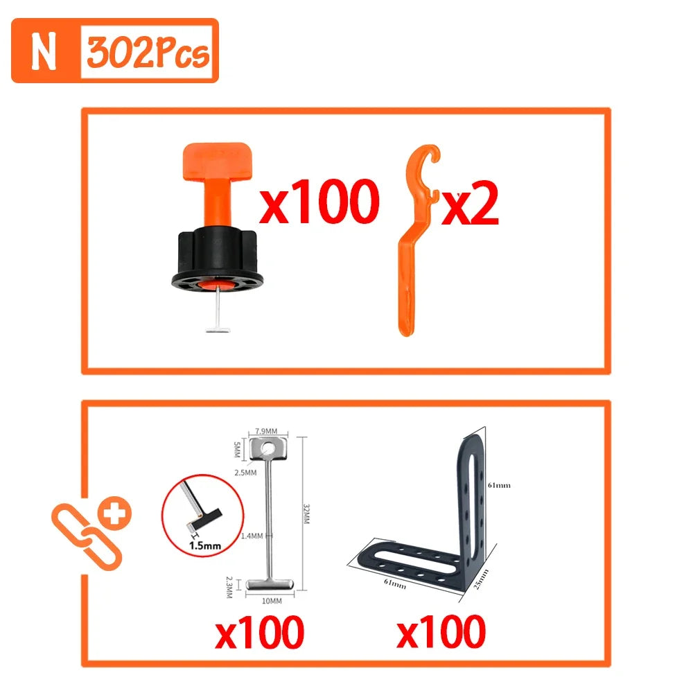 Tile Leveling System Kit 51–402pcs | Floor & Wall Tile Clips Spacers Leveler for Porcelain Ceramic