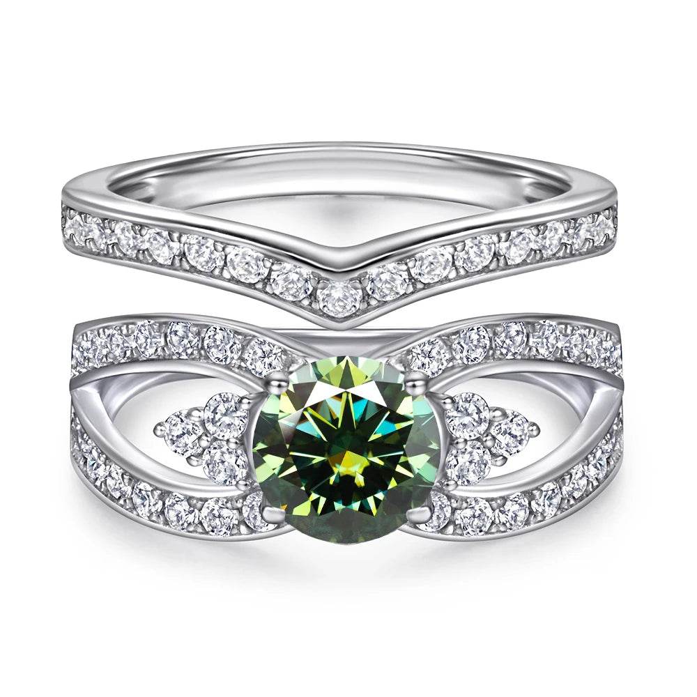 1ct Green Moissanite Double Ring - SnaggIt