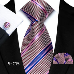 Luxury Business Tie Set — 8cm Men’s Formal Striped Necktie with Matching Accessories