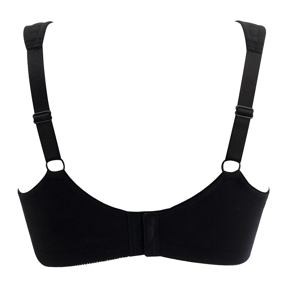 Plus Size Wire-Free Cotton Bra | Floral Lace Full Coverage Unpadded Ultra-Thin Soft