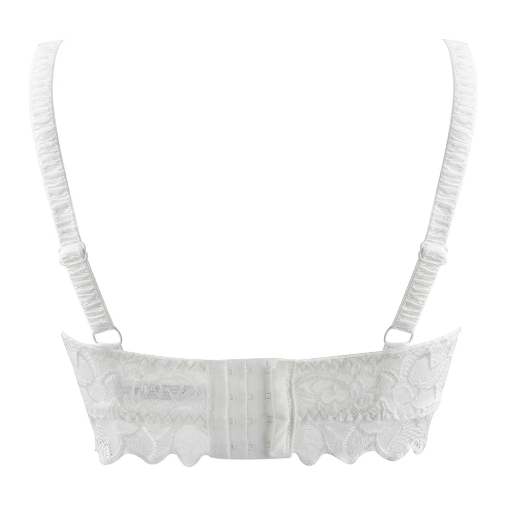 Plus Size Lace Mesh Bra | Underwire Push Up Full Coverage Unpadded