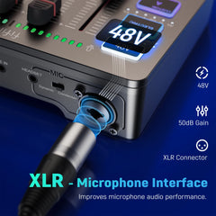 4 Channel RGB Audio Mixer – USB Streaming Mixer with XLR Mic Interface for Podcasts by Snagg An Audio Mixer