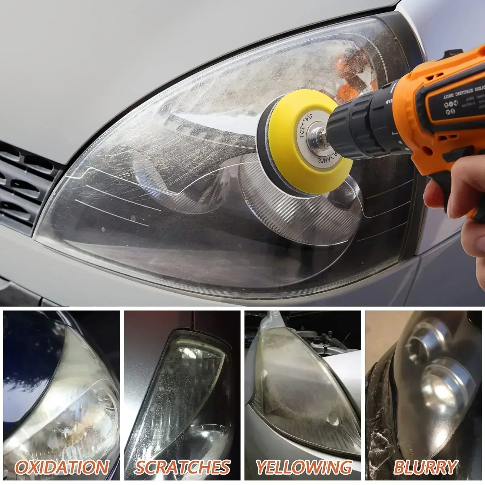 3" Car Headlight Restoration Kit – 26/37pcs Polishing Pads with Drill Backing Pad by Snagg A Restoration Kit