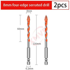 Four Edge Serrated Eccentric Drill Bit Set & High Hardness Multi Material Dry Drilling Bits