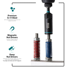 16/18 Pcs Magnetic & Deep Nut Driver Set – SAE & Metric Impact Nut Driver Kit with 1/4" Hex Shank for Drill & Impact Driver