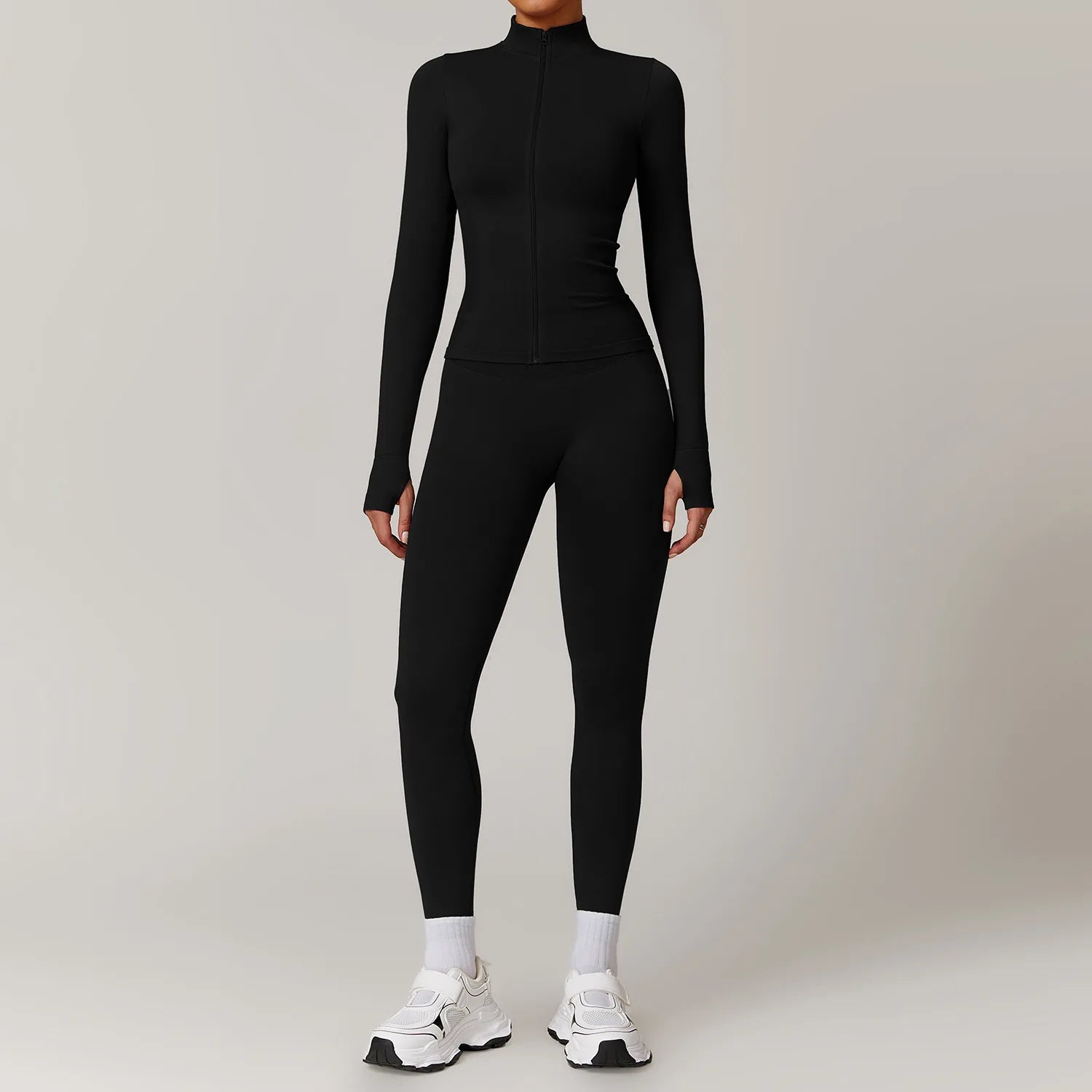 Women's Seamless Long Sleeve Yoga Set | Gym Fitness Jacket Tracksuit & Leggings Sportswear
