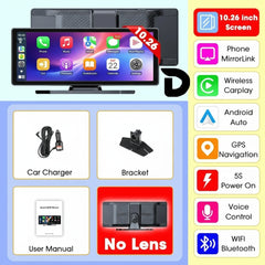 11.26" 4K Car DVR – Portable Dash Cam with Wireless CarPlay, Android Auto & 5G WiFi Navigation by Snagg A Car DVR