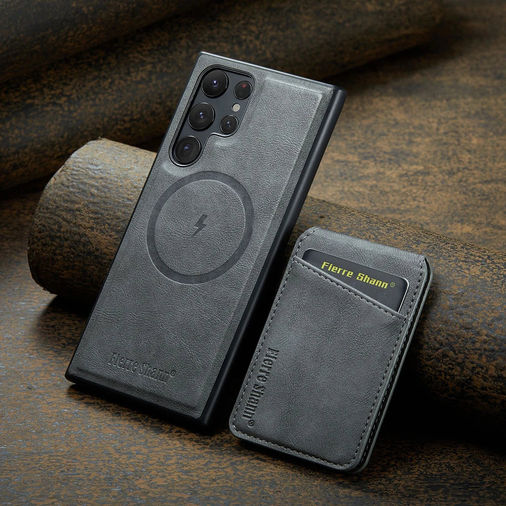 Leather MagSafe Case with Card Holder & Stand For Samsung Galaxy S25 / Series by Snagg A Phone Case