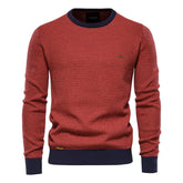 Men’s Cotton Spliced Knit Pullover | Modern Patchwork Thermal Winter Sweater