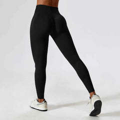 Women's Seamless Cross Waist Yoga Leggings | High Waist Running Cycling Gym Workout Tights