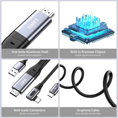 90-Degree HDMI to USB-C Cable 4K@60Hz 2.5M – Touch Monitor Support for Xreal, Xbox, PS5 & Laptop