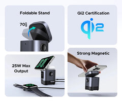 Qi2 15W Magnetic Wireless Charging Stand | USB-C Cable for iPhone 16 17 Pro Max MagSafe Fast Charger