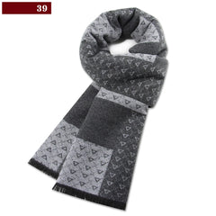 Men’s Luxury Wool Scarf — Cashmere Silk Blend Winter Plaid Shawl