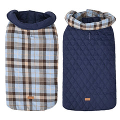 Reversible Waterproof Dog Jacket – Checked Pattern Soft Warm Coat with Flexible Chest for Small to Large Dogs