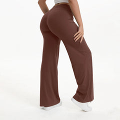 Women's Straight Leg Yoga Pants | Mid-Waist Naked-Feel Pilates Running Gym Leggings Sports Trousers