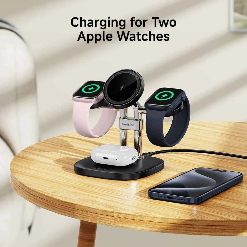 Apple 3-in-1 Magnetic Wireless Charger Stand | iPhone 17 16 15 Apple Watch 11 10 Ultra AirPods
