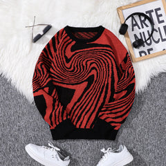 Men’s Maze Jacquard Pullover | Geometric Contrast Round-Neck Sweater
