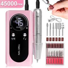 Professional 45,000 RPM Brushless Electric Nail Drill – High Torque Rechargeable Manicure & Pedicure Station
