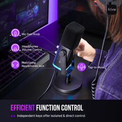 USB/XLR Dynamic Microphone – RGB Studio Mic with Mute Control & Headphone Jack by Snagg A Microphone