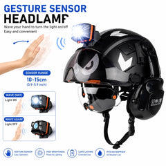 4-in-1 construction safety helmet kit with visors, earmuffs and headlamp – image 6