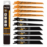 10PCS Reciprocating Saw Blades – Wood, PVC, Metal Cutting, Sawzall Blades for Demolition