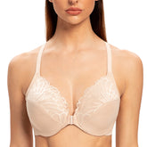 Plus Size Front Closure Racerback Bra | Lace Underwire Full Coverage Unlined