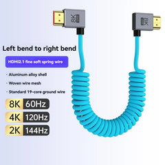 8K/4K Spring Coiled HDMI Cable with Elbow – For Digital Camera, Stabiliser & Monitor