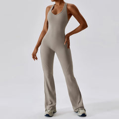 Women's Solid Yoga Jumpsuit | One-Piece Buttock-Lifting Fitness Bodysuit Workout Activewear