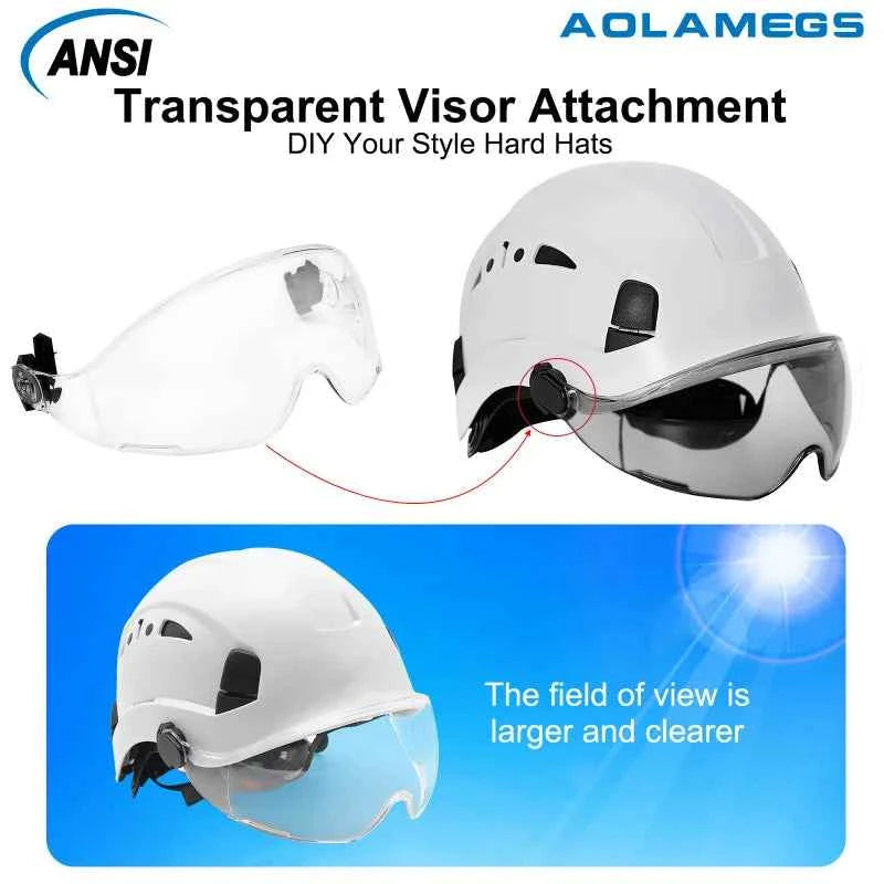 Vented construction safety helmet with built-in visor – image 4