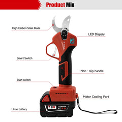 18V Brushless Cordless Electric Pruning Shears – 30mm Power Cutter with LED Display - Milwaukee Batteries