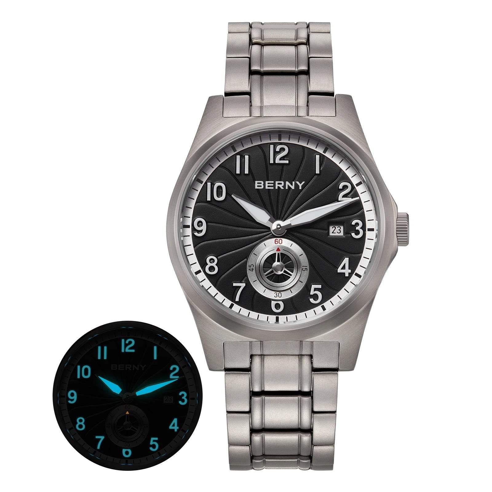 BERNY Titanium Automatic Watch – Fluororubber Strap | Seagull ST1731 | 10ATM Waterproof - SnaggIt