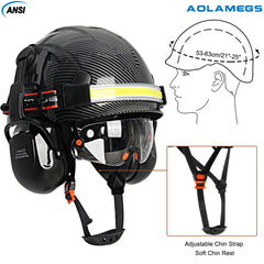 Construction safety helmet with built-in goggles, LED headlamp and earmuffs – image 5