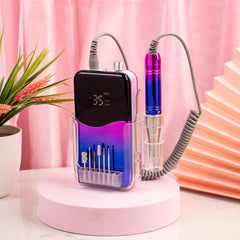 Professional 35,000 RPM Coreless Motor Nail Drill – High Torque 65W Wireless Desktop Station