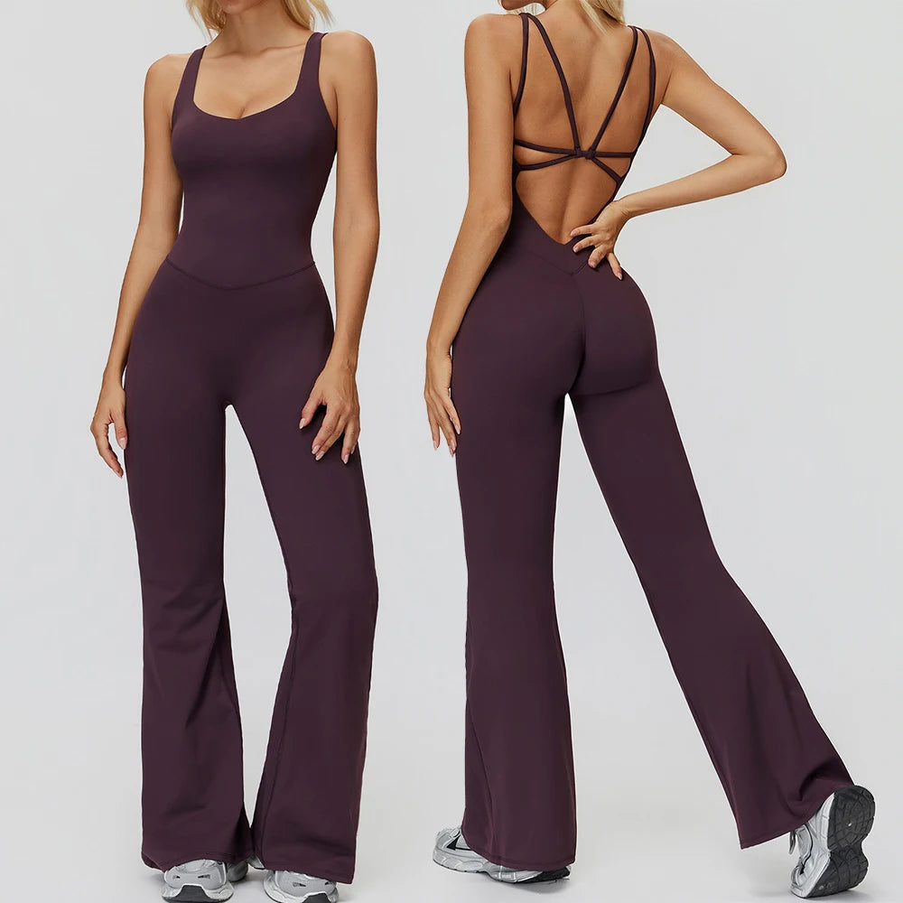 Women's Push-Up Sports Jumpsuit | Gym Tracksuit Yoga Suit Fitness Romper Stretch Bodysuit Activewear