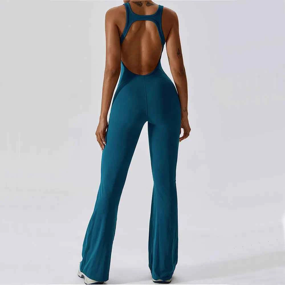 Women's Solid Yoga Jumpsuit | One-Piece Buttock-Lifting Fitness Bodysuit Workout Activewear