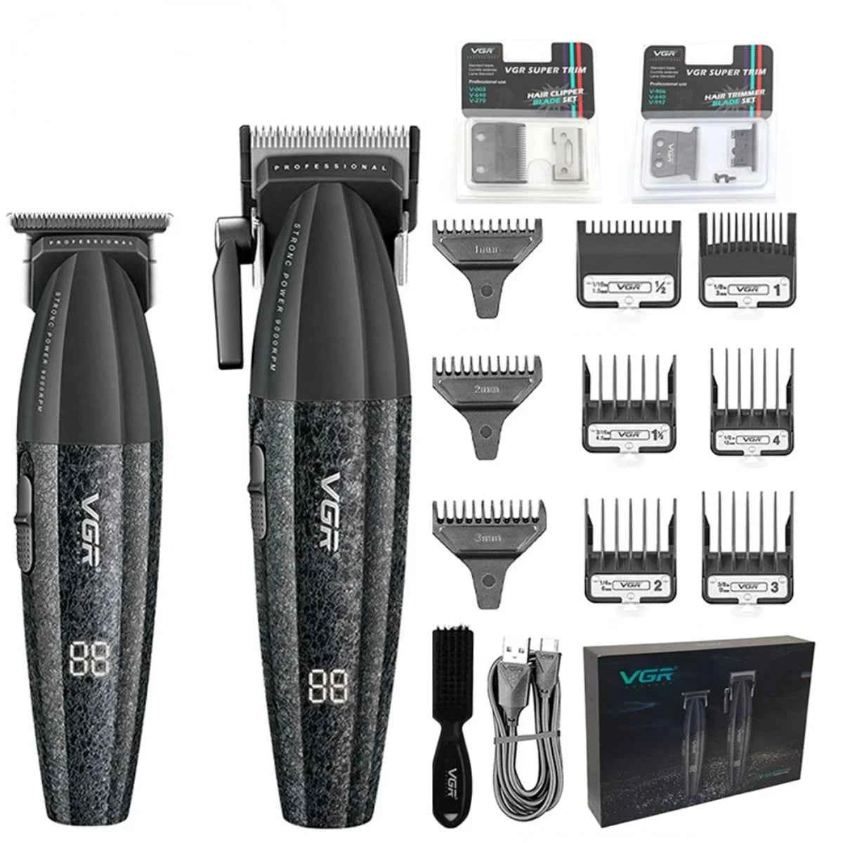 Professional 9000 RPM Barber Suite – Dual Machine Precision Set with Integrated Fine Tuning & High Capacity Lithium Power