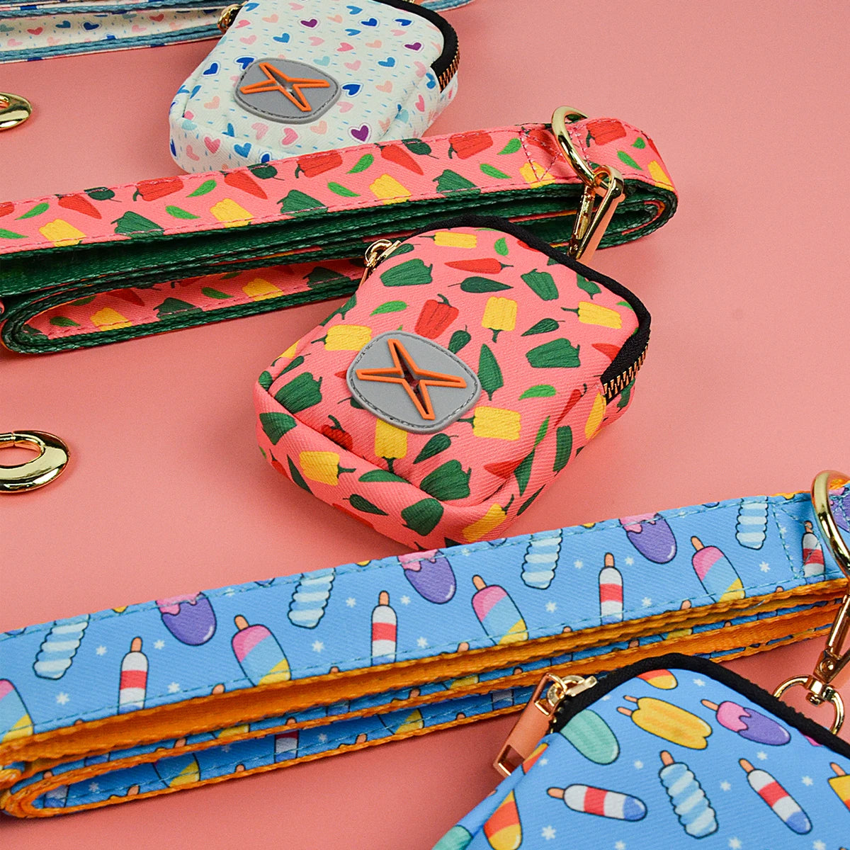 Luxury Double-Sided Print Pet Leash & Poop Bag Holder Set by Snagg A Leash