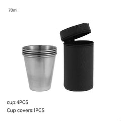 Ouhoe Stainless Camping Cups Four Pcs Nestable Mugs Outdoors by Snagg A Mug