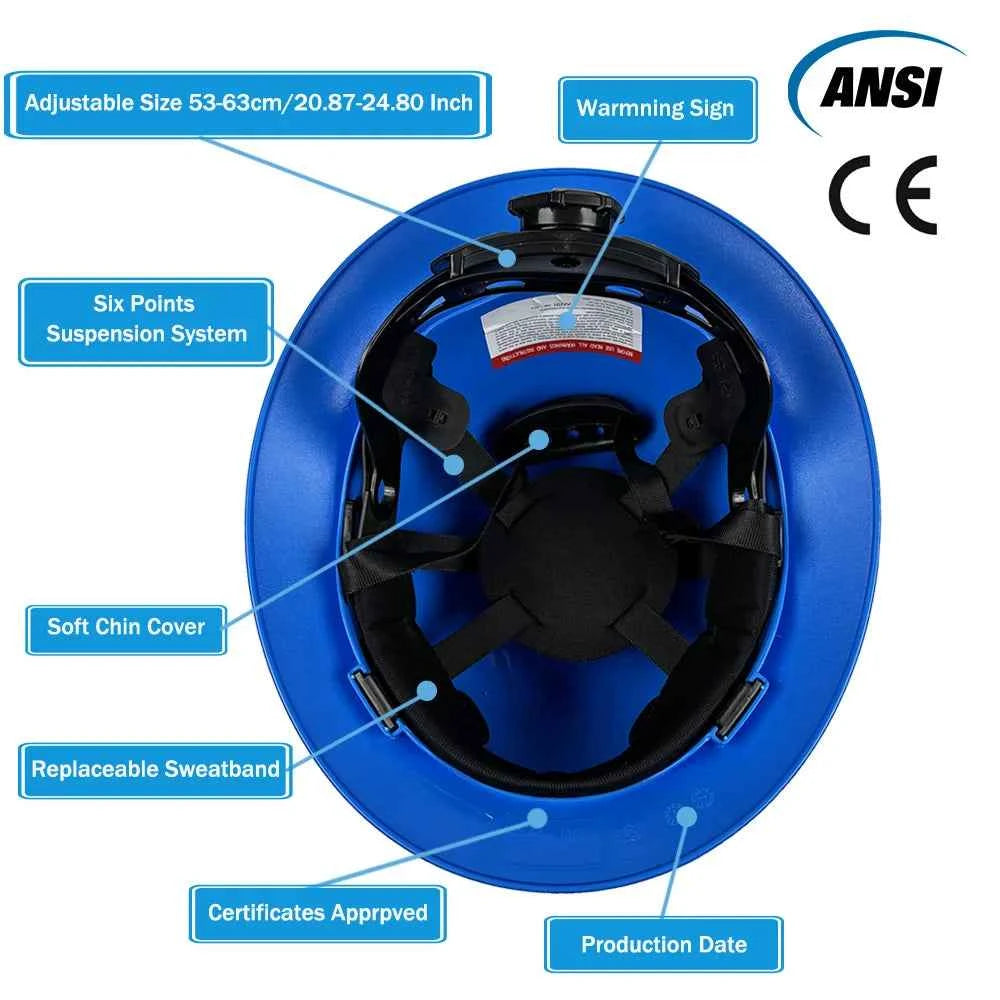 Full brim construction safety helmet with reflective stickers – image 2