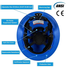 Full brim construction safety helmet with reflective stickers – image 2