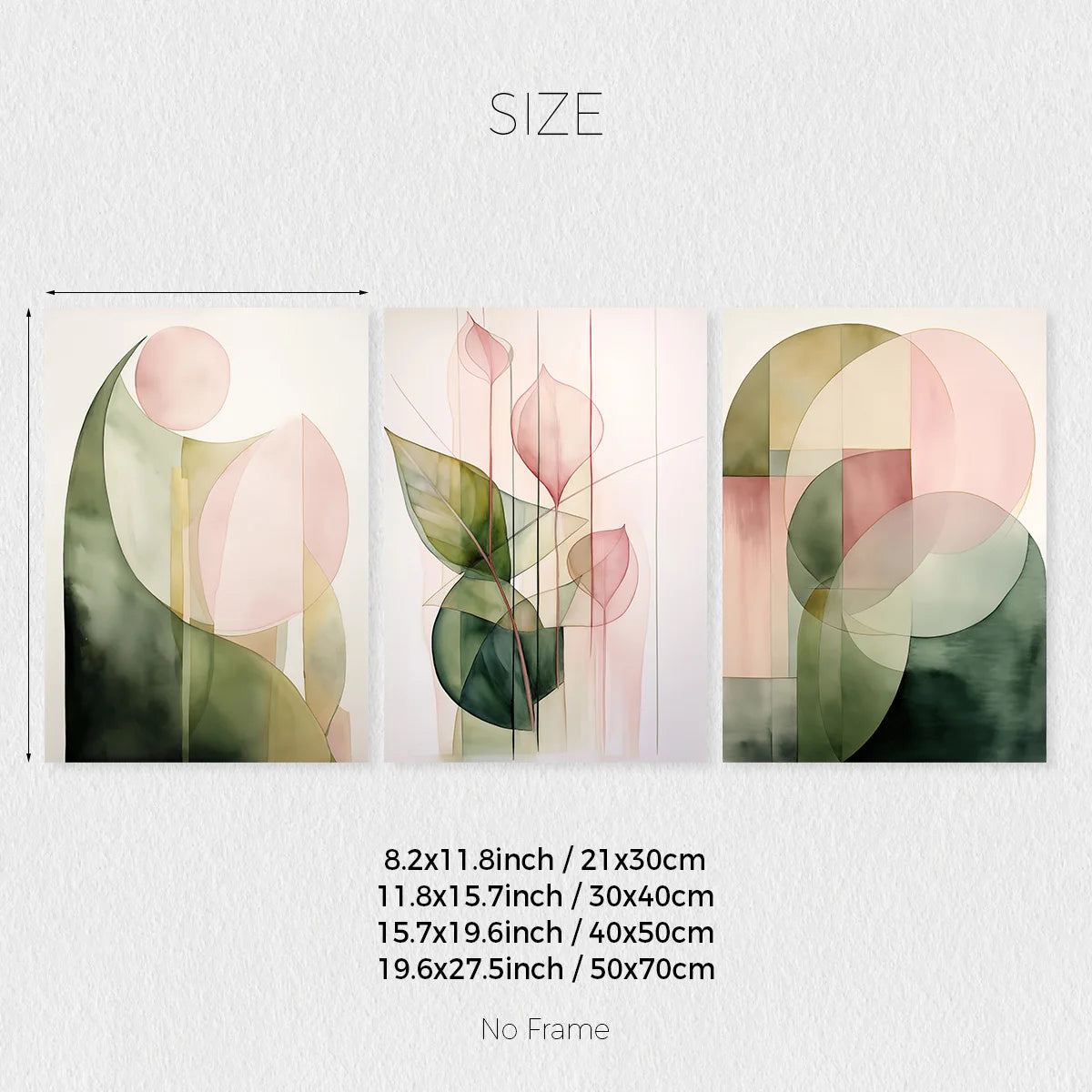 3 Pcs Green & Pink Abstract Plant Wall Art by Snagg A Print