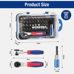 1/4" Mini Ratchet Wrench & 41-Piece Screwdriver Bit Set – Hex Torque Quick-Release Handle Repair Tool