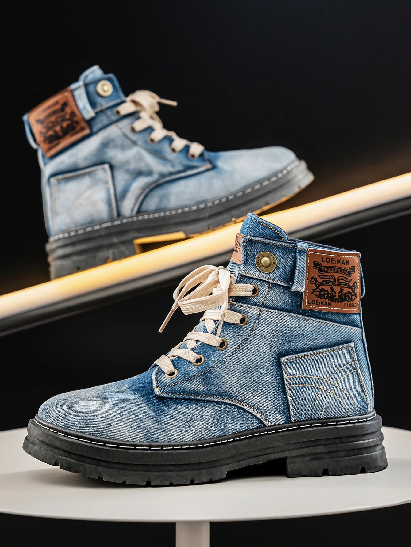 Men’s High-Top Denim Boots by Snagg A Shoes