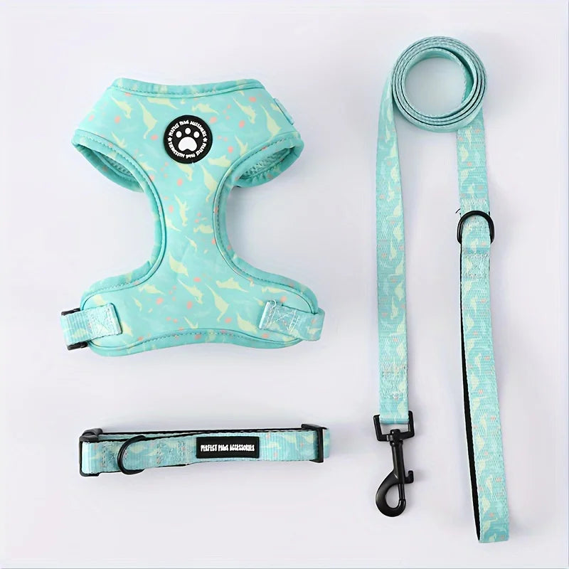 Knit Fabric Dog Harness & Leash Set – Breathable All-Season Chest Vest with Press Buckle for All Breeds