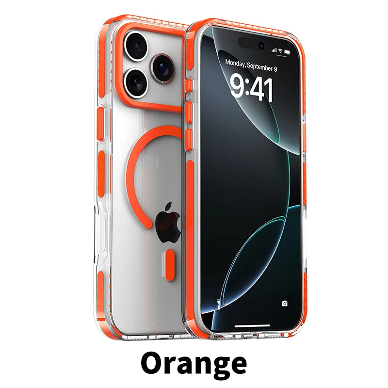 Luxury PE Striped Border MagSafe Phone Case – iPhone 16 Series - Orange / 16e - Cases & Covers