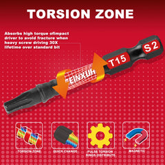 Mixed Impact Power Driver Bit Set – 2" S2 Alloy Steel Bits (PH, TORX, SL, PZ, SQ) with Magnetic Tips & Storage Organizer