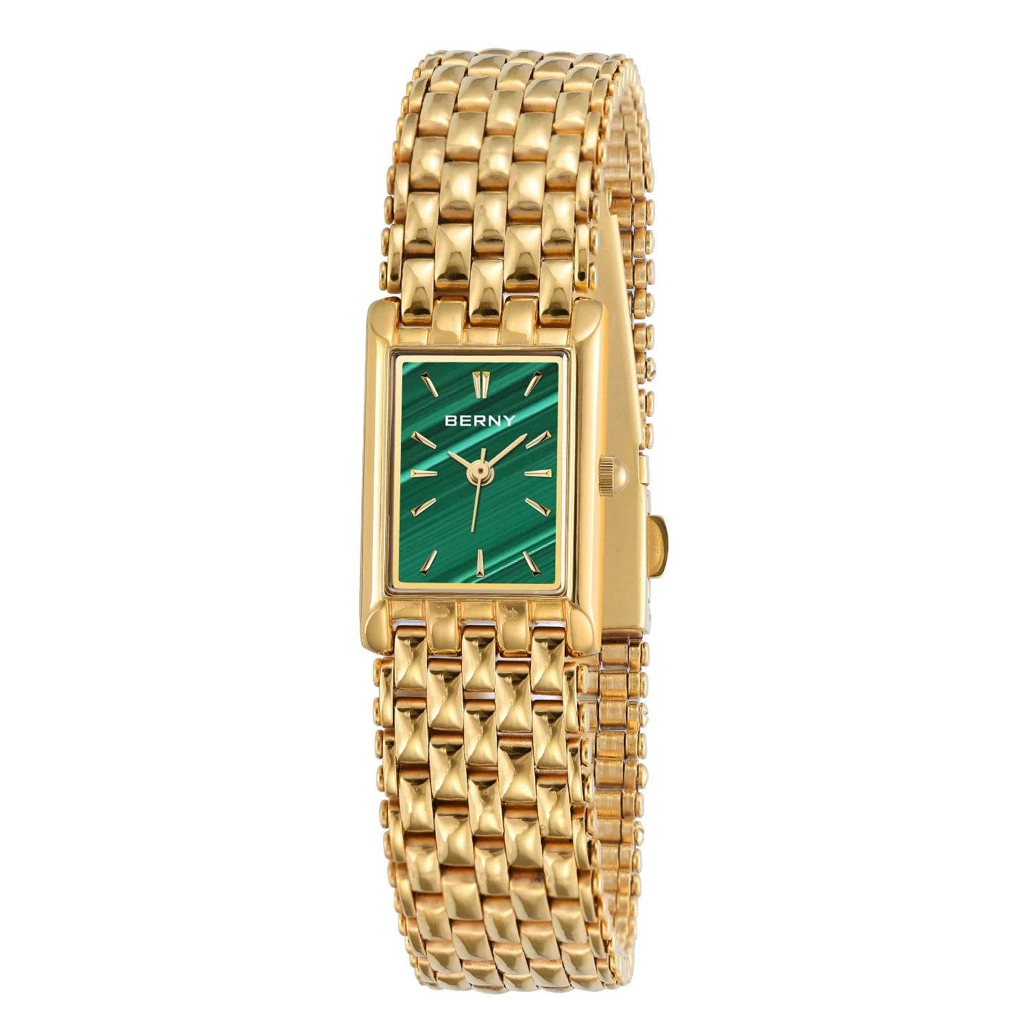 BERNY Women’s Rectangle Gold Quartz Watch - SnaggIt